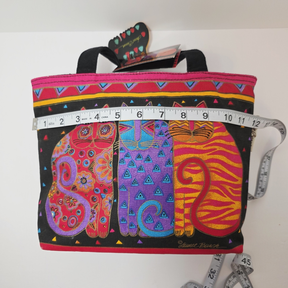 Laurel Burch Canvas Cat Tote Bag Colorful Art Print Hand Bag - Picture 12 of 15